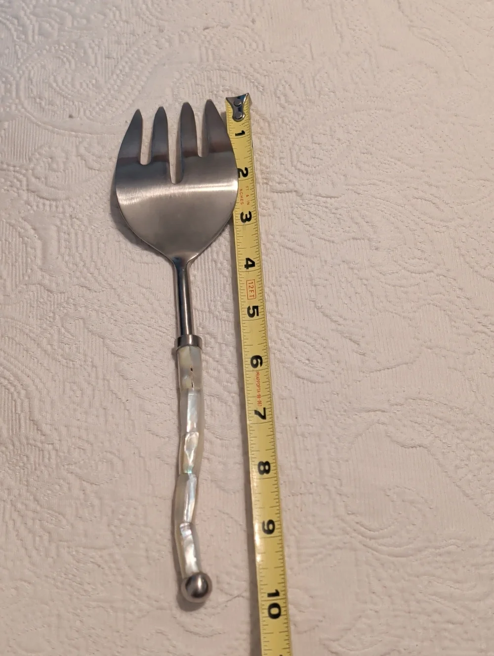 Serving Fork With Unique Curved Mother Of Pearl Handle